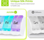 AUVON Weekly Pill Organizer Arthritis Friendly, BPA Free Travel 7 Day Pill Box Case with Spring Open Design and Large Compartment to Hold Vitamins, Cod Liver Oil, Supplements and Medication