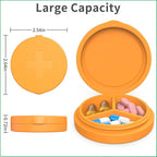 2 Pack Small Pill Box,Premium Thick Silicone 3 Compartment Travel Pill Box for Home/Desk Organizer, Portable Compact Medicine Holder for Vitamin, Cod Liver Oil, Supplement(Orange+Yellow)