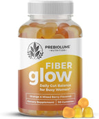 Fiber Glow Gummies – Prebiotic Fiber Gummies for Adults with Chicory Root for Digestive Health, Regularity & Gut Wellness - Vegetarian, Non-GMO, Orange & Mixed Berry Flavored, 60 Count