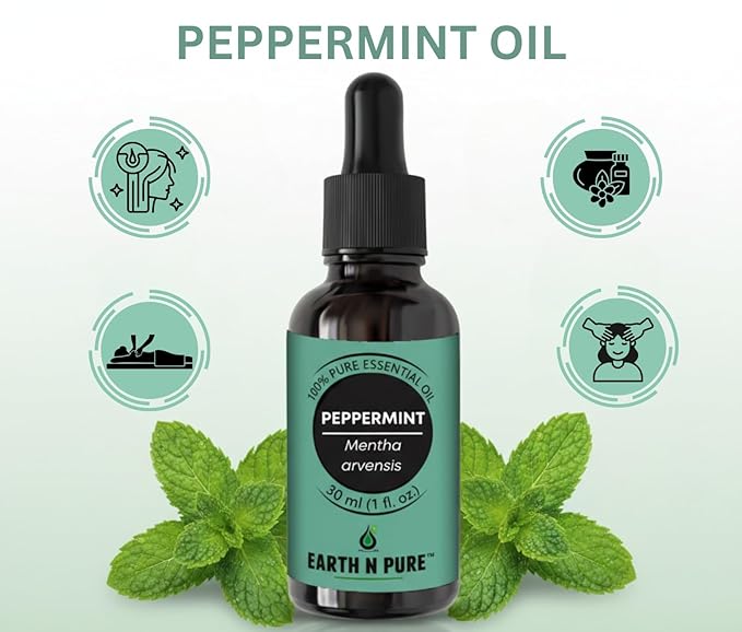 Earth N Pure Peppermint Essential Oil (Pudina Oil) Undiluted, Natural and Therapeutic Grade with Glass Dropper 15 ml