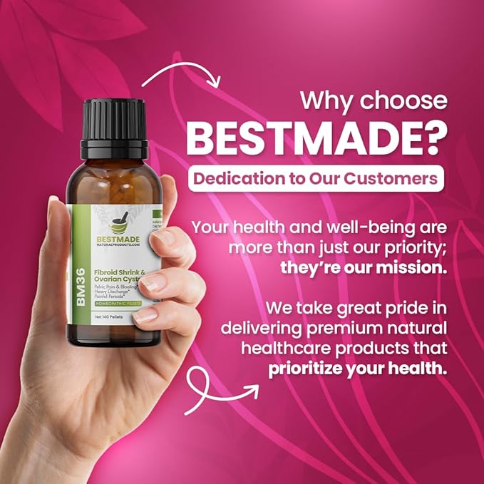 Bestmade Fibroid Shrink & Ovarian Cysts, BM36 - Helps Shrink Fibroids and Ovarian Cysts, Balance Estrogen Levels and Prevent Regrowth, Support for Menstrual Pain and Painful Intercourse, 350 Pellets