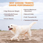 TRIXSYN Canine Performance - Dog Hip & Joint Supplement for Small, Large & Senior Dogs - Liquid Hyaluronic Acid Formula Patented MHB3 Hylauronan Liquid Formula - 72 Day Supply