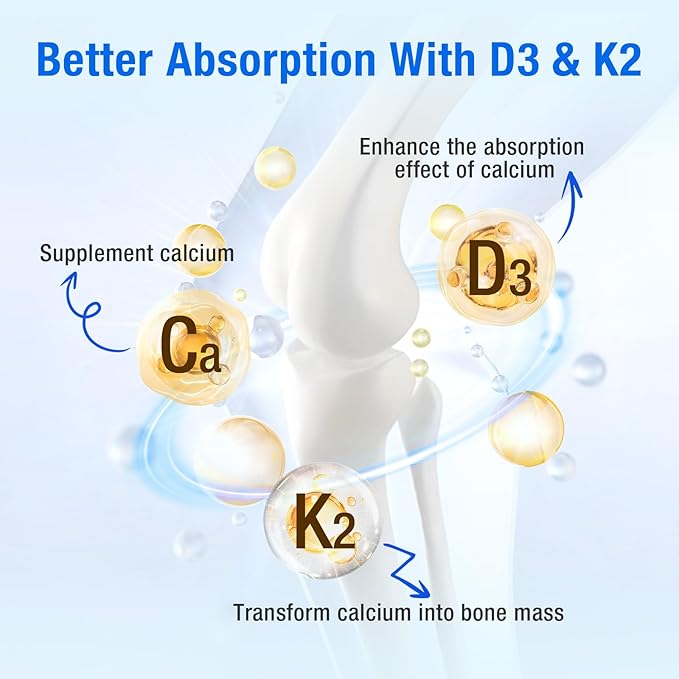Calcium Citrate Magnesium Zinc Gummies, Calcium 1200 mg with Vitamin D3, B6, K2,B12 for Bone, Muscle, Immune Ultimate Absorption Calcium Supplement for Women and Men 60 Counts