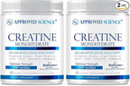 Approved Science Creatine Monohydrate Powder – with BioPerine – Supports Strength, Lean Muscle & Recovery – 5 g Per Serving – Unflavored Creatine Powder – Non-GMO, Vegan – 120 Servings (Pack of 2)