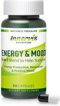 Caffeine Free Natural Energy Boost with Ashwagandha, Maca & Magnesium - Support Stress Relief, Focus & Mood - 60 Capsules by Innervis Nutrition