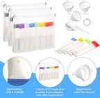 67pcs Protein Powder Travel Container Set 42 Single Dose Bags 6 Large Reusable Supplement Containers Portable Zip Pouches with Funnels Spoons Labels for Travel Gym Bath Salts Storage(Multicolor)