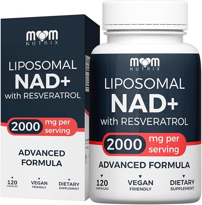 MOM NUTRIX Liposomal NAD Supplement with Resveratrol - High Purity NAD Plus 2000 mg, 120 Capsules, Made in the USA - NMN Alternative