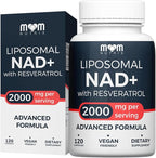 MOM NUTRIX Liposomal NAD Supplement with Resveratrol - High Purity NAD Plus 2000 mg, 120 Capsules, Made in the USA - NMN Alternative