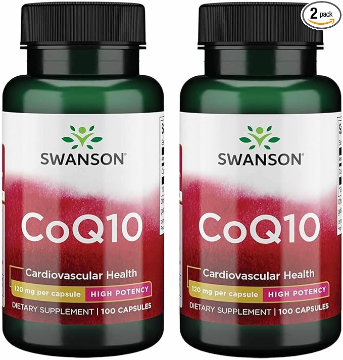 Swanson CoQ10 - Helps Promote Heart Health, Energy Support, & Aids Overall Cardiovascular System Health - Helps Maintain Coenzyme Q10 Supplement - (100 Capsules, 120mg Each) (2 Pack)