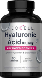 NeoCell Hyaluronic Acid Capsules | 60 Pills | 100mg | Advanced Formula Supplement | Skin Hydration & Suppleness