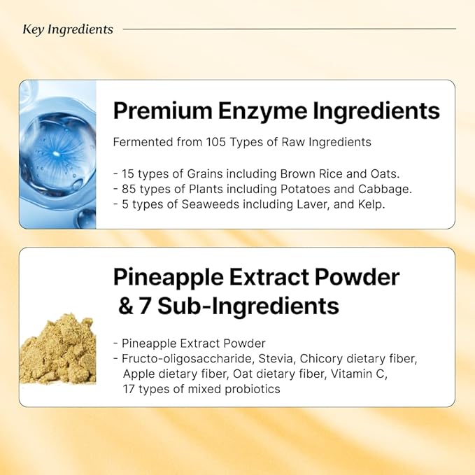 BB LAB Pineapple Enzyme Supplement, Natural Digestive Enzymes with α-Amylase, Protease, Bromelain, Korea Formula, Supports Carb & Protein Breakdown
