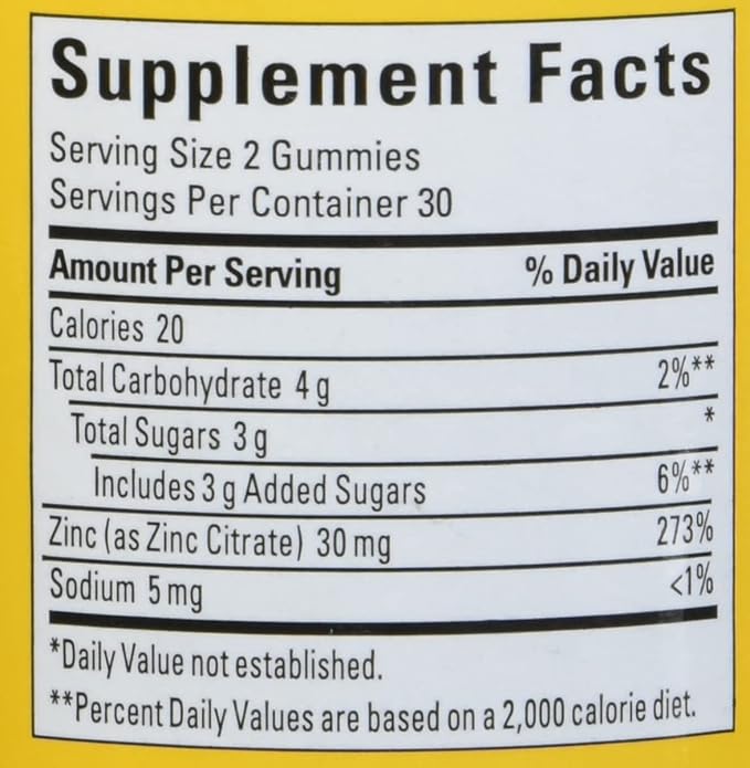 Nature Made Zinc Supplements 30 mg Per Serving, Dietary Supplement for Immune Health and Antioxidant Support, 60 Zinc Gummies, 30 Day Supply, (Pack of 2)