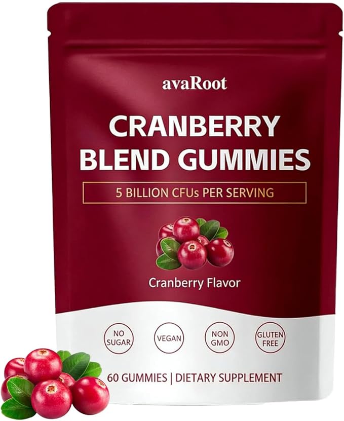 avaRoot Cranberry Mixed Gummies – Probiotics + Vitamin C, balances Women's pH Levels to Help Maintain Kidney and Urinary System Health – 60 Gummies (1 Box)