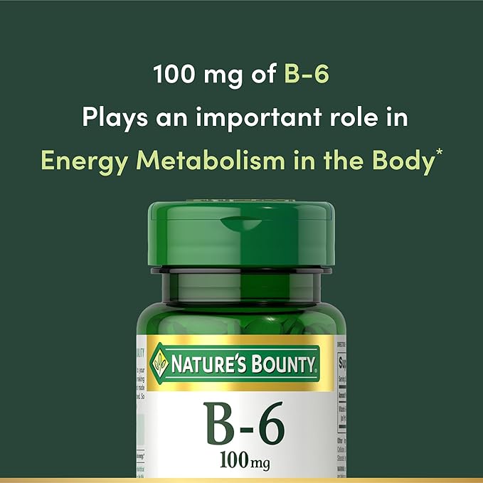 Nature's Bounty Vitamin B6 100mg Tablets - Supports Energy Metabolism & Nervous System Health, 100 Count (Pack of 3)