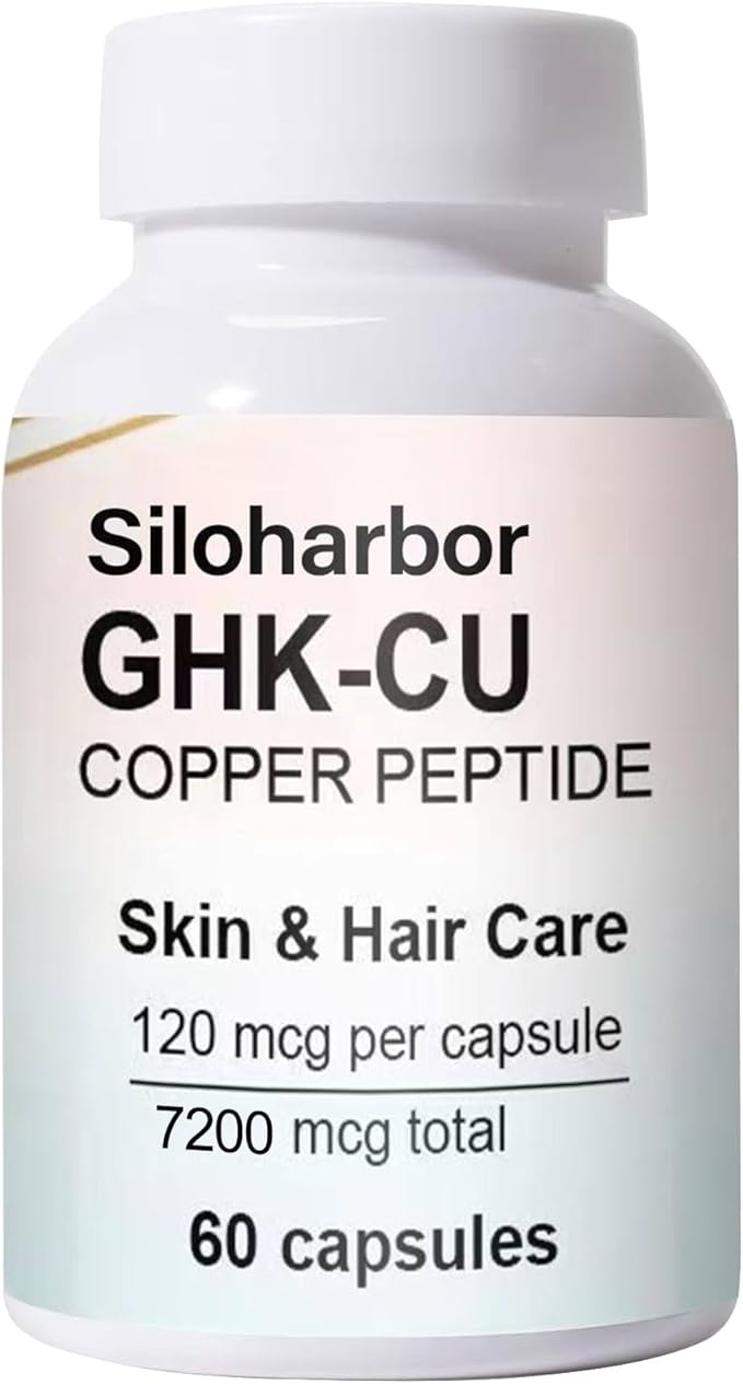 GHK-Cu Copper Peptide Supplement, 120mcg High-Purity Supplement for Skin & Hair, Enteric-Coated for Maximum Absorption, Vegan & Gluten-Free (60 Count)