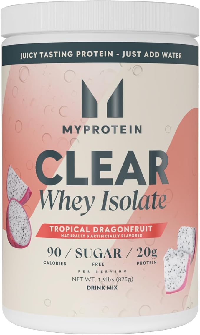 Myprotein Clear Whey Isolate Protein Powder, 35 Servings (1.9lbs) Tropical Dragonfruit, 20g Protein per Serving, Naturally Flavored Drink Mix, Daily Protein Intake for Superior Performance