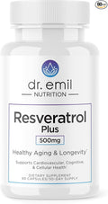 DR. EMIL NUTRITION Resveratrol Supplement - Healthy Aging Supplement with 500mg Resveratrol and 100mg Quercetin - Supports Normal Cellular & Cognitive Health, 60 Capsules