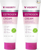 Vigority Estrogen Cream For Women, Natural Bioidentical Menopause Relief & Hormonal Moisturizer for Face, Neck & Body - Menopause Support for Hot Flashes, Menstrual Cycle - 2 Pack