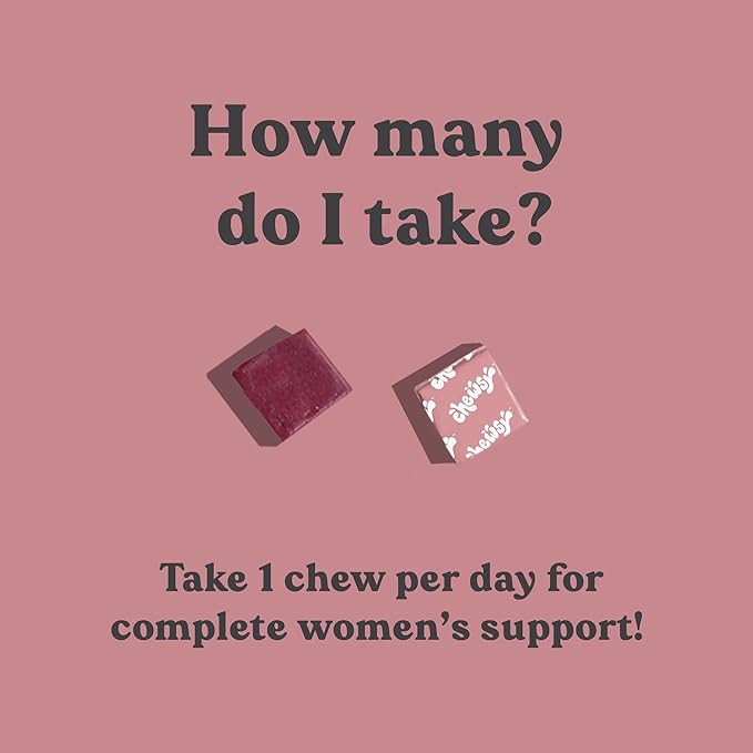CHEWSY Women's Multivitamin - Immune & Energy Support - 23 Nutrients Including A, B12, C, Folic Acid, Probiotics, Biotin, Cranberry - 30-Day Supply