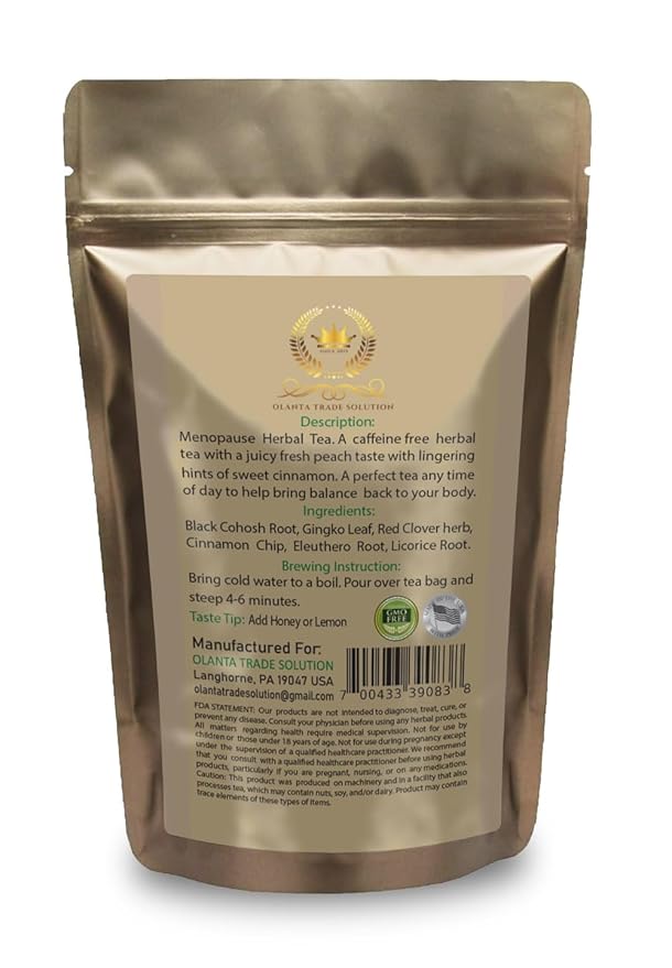 Generic Black Cohosh herb - Premium Menopause Herbal Tea - Menopause Support, red Clover Tea, Cinnamon, natural Supplements, Ginkgo Tea Bags, hot flash - 1 Pack