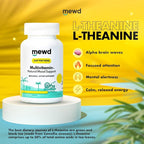 MEWD Teen and Kids Mood Support Multivitamin Gummies - Natural Focus & Calm with L-Theanine, Vitamins A, C, D3, B6, B9 & B12, Plus Zinc & Iron - Vegan Immune Booster, Gluten-Free Brain Health