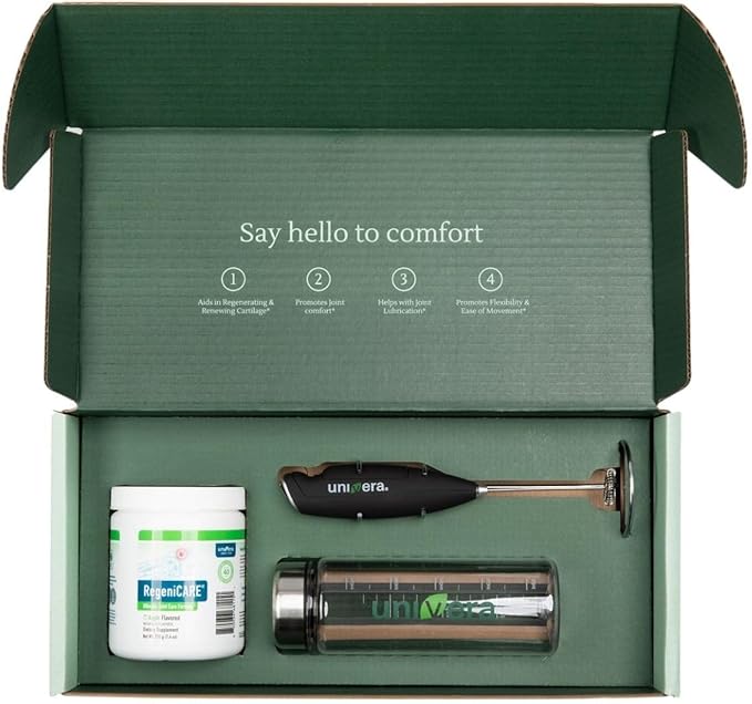 Holiday Gift Set, Joint Support with Univestin®, Glucosamine, Chondroitin & MSM — Bottle & Frother Included, Green Apple Flavor, 30 Servings