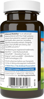 Carlson - Enhanced Mobility, Botanical Joint Support, Boswellia, Tart Cherry, Curcumin, Ginger, 60 Softgels