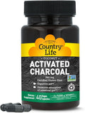 Country Life Coconut Activated Charcoal Capsules, 260mg – Natural Charcoal Supplement for Gas and Bloating Relief - Gluten-Free, 40 Vegan Capsules