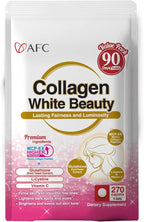 AFC Japan Collagen White Beauty with Marine Collagen Peptide, Glutathione, L-Cystine - 1.5X Better Absorption Than Other Collagen – Supports Skin Firmness & Radiance– 90 Days Supply