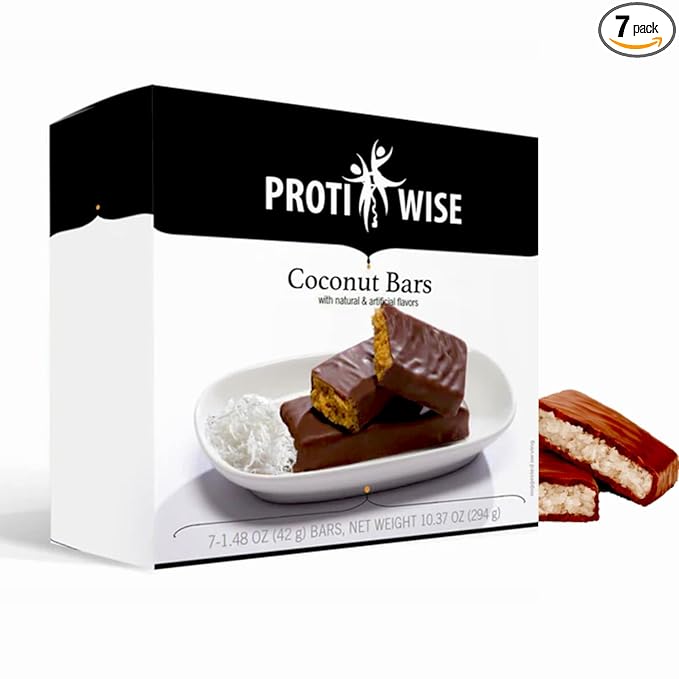 ProtiWise Protein Bar – 15g Protein, Low Carb, Low Sugar, High Fiber, Low Calorie Meal Replacement Nutrition Bar, Healthy Snack for Weight Management Diet (Coconut, 7 Count)