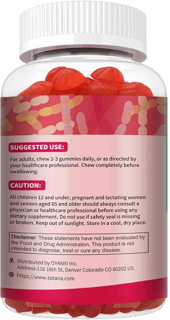 Totaria 9-in-1 Probiotic Fiber Gummies for Adults & Teens 16G Fiber per Serving, Psyllium Fiber Supplement with 5 Billion CFU Bacillus Coagulans, Inulin, ACV for Digestive & Gut Wellness - 60 Gummies