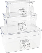 3 Pieces Supplement Bottle Organizer, Clear Plastic Vitamin Organizer with Lid and Handle, Stackable Pill Bottle Organizer, First Aid Box Empty for Vitamin, Medicine, Fish Oil & Supplements