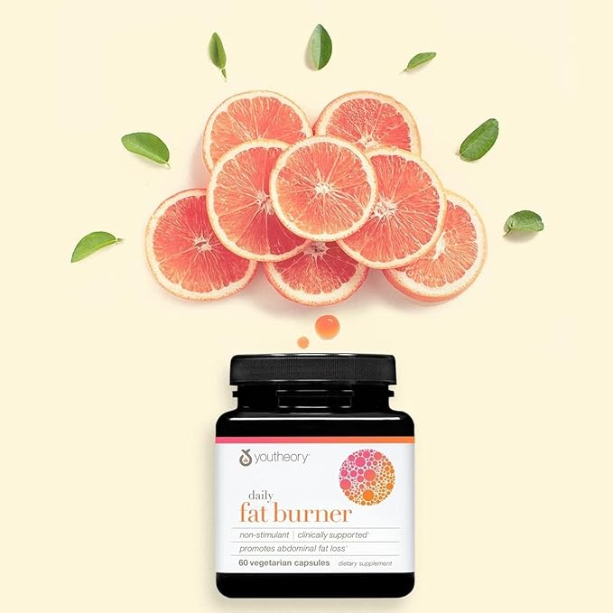 Youtheory Daily Fat Burner - Supports Body Composition & Metabolism - with Citrus Fruit Blend, Chromium & Cayenne Extract - Gluten, Soy & Dairy Free - 60 Vegetarian Capsules (Pack of 2)