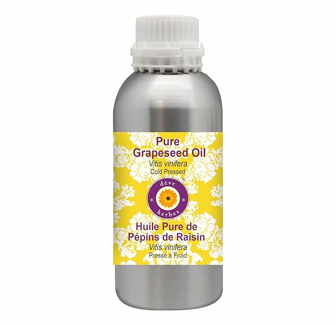 Deve Herbes Pure Grapeseed Oil (Vitis vinifera) 100% Natural Therapeutic Grade Cold Pressed 1250ml (42.2 oz)