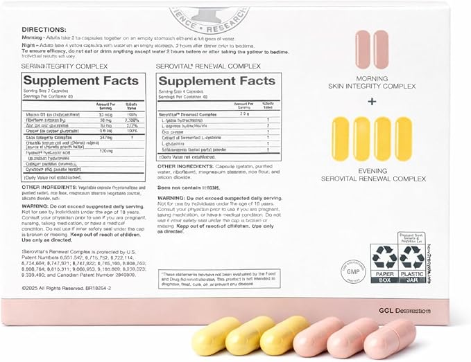 Serovital Skin Revive – Anti-Aging Supplement for Women – Supports Skin Hydration, Energy, Immune Health & Fine Line Reduction – 240 Capsules – 40-Day Supply