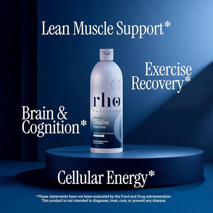 Rho Nutrition Liposomal Creatine Monohydrate - Ultra High Absorption Liquid Creatine Supplement – Promotes Lean Muscle Mass & Recovery, Supports Brain Function & Enhances Cellular Energy Production