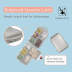 Pill Organizer with Medicine Labels 146 Labels Travel Daily Pill Container Mini Medication Organizer Storage Pill Organizer Travel Essentials Pill Case 7 Day (Blue, 1 Pack(Large))