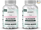 Organics Ocean Pure Magnesium Glycinate with Zinc - Maximum Strength Chelated Magnesium Supplement for Women and Men for Muscle Cramps and Sleep Support - 2 Bottles
