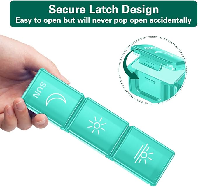BUG HULL Weekly Pill Organizer 3X a Day, Daily 7 Day Medicine Pill Organizer 3 Times a Day, Travel Pill Case Container for Vitamins, Supplements