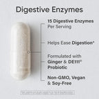 Sports Research Digestive Enzymes with Probiotics & Ginger - Plant Based for Dairy, Protein, Sugar & Carbs - Non-GMO Verified & Vegan Friendly (90 Veggie Capsules)