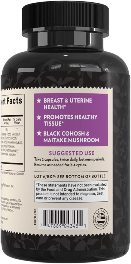 Crystal Star Fibro Defense (60 Capsules) – Supports Women's Health Between Periods - Black Cohosh - Non-GMO