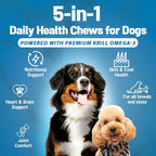 Omega 3 for Dogs – Dog Joint Support Soft Chews – Fish Oil Supplement for Dogs with EPA & DHA – Krill Oil Dog Chews – Supports Skin & Coat