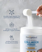 BioOptimal Collagen Peptides Powder - Grass-Fed, Pasture-Raised Hydrolyzed Protein Supplement for Skin, Hair, & Nails - Non-GMO, Zero Sugar Daily Supplement for Men & Women (45 Servings)