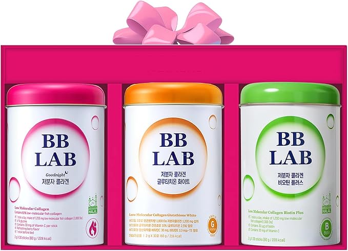 BB LAB Gift Set, Low Molecular Korean Collagen Powder Stick Supplement, Korean Marine Collagen, Fish Collagen Peptides, Vitamin C, Glycine, Fast Absorption