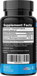 Effective Nutra Dim Supplement 300mg with BioPerine - Extra Strength Estrogen Blocker for Men & Women - Hormone & Metabolism Support - 2 Month Supply