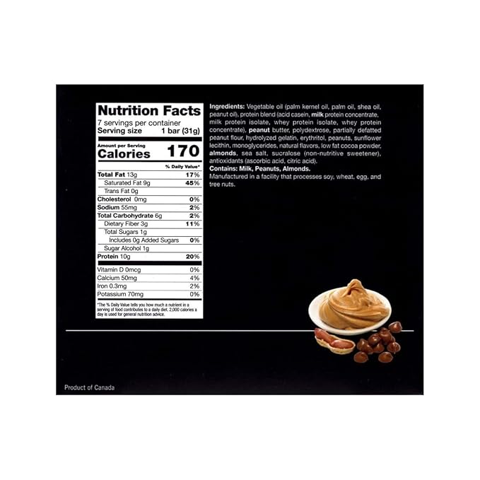 PROTIFIT - High Protein Peanut Butter Keto Bar 2 Pack, 10g Protein, Low Carb, Low Sugar, Gluten Free, Ideal Protein Compatible, 7 Servings Per Box, (2 Pack)