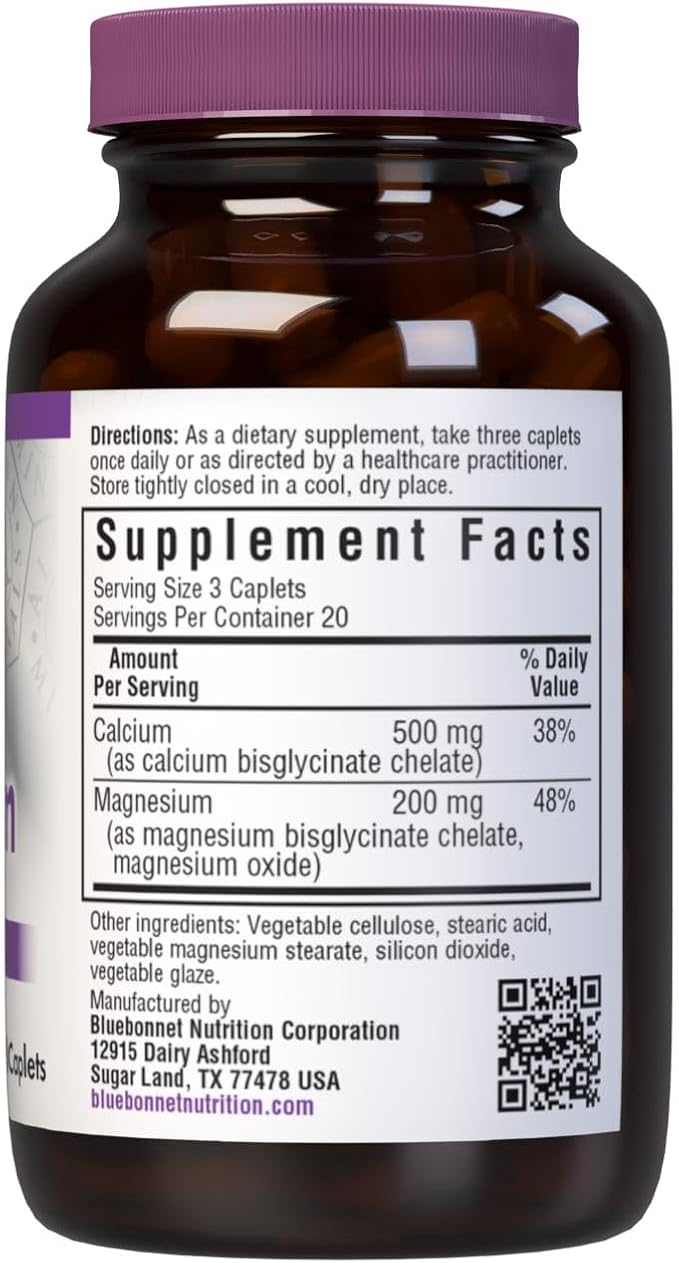 Bluebonnet Albion Chelated Calcium Magnesium Caplets, 60 Count