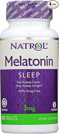 Natrol Melatonin 3 mg Sleep Time Release Dietary Supplement Tablets 100 ea (Pack of 4)