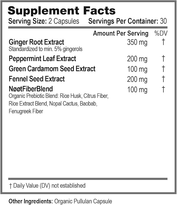 NOOT Digestive Herbs for IBS Support & Anti Bloating for Women and Men, Ginger, Peppermint Extract, Cardamom & Fennel for Gas, Discomfort, Indigestion, Heartburn, Digestive Support, 60 Capsules