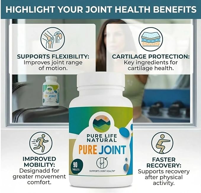 Pure Joint – Glucosamine Chondroitin MSM - Joint Support Supplement – Joint Mobility & Cartilage Support – 90 Tablets by Haidy Cruz